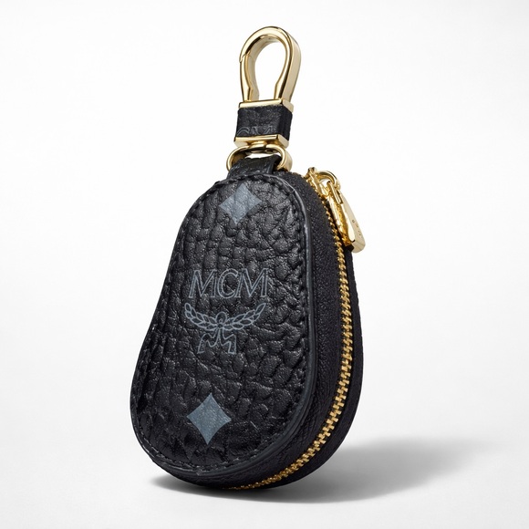 MCM Handbags - MCM Black Leather Key Pouch - Maxi Visetos – Gold Hardware – Cowhide Leather